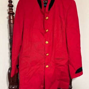 VTG Escada Red Jacket Gold Tone Detail Button Elegant Blazer MSRP $1140.00 SZ 36